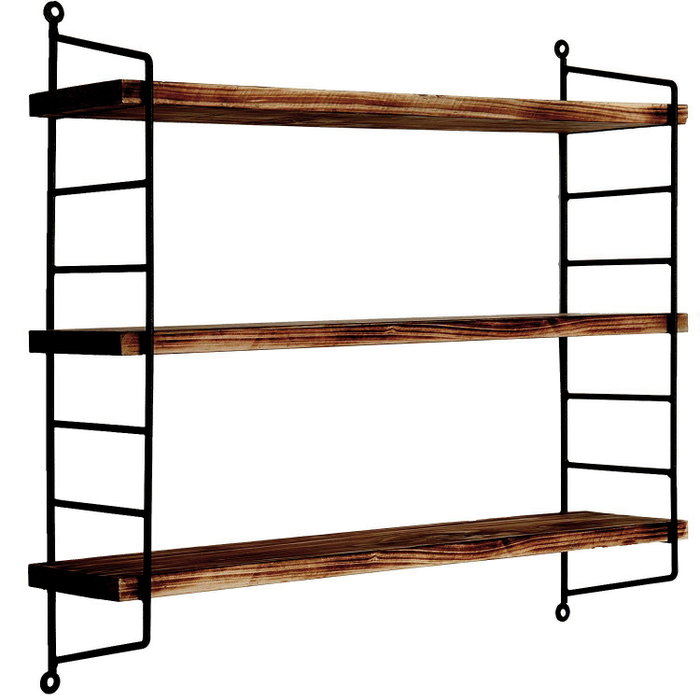 Hanah Home Wr088 Estantería de Pared de Madera y Metal Negro y Nogal Hanah Home Wr088 Estantería de Pared de Madera y Metal Negro y Nogal